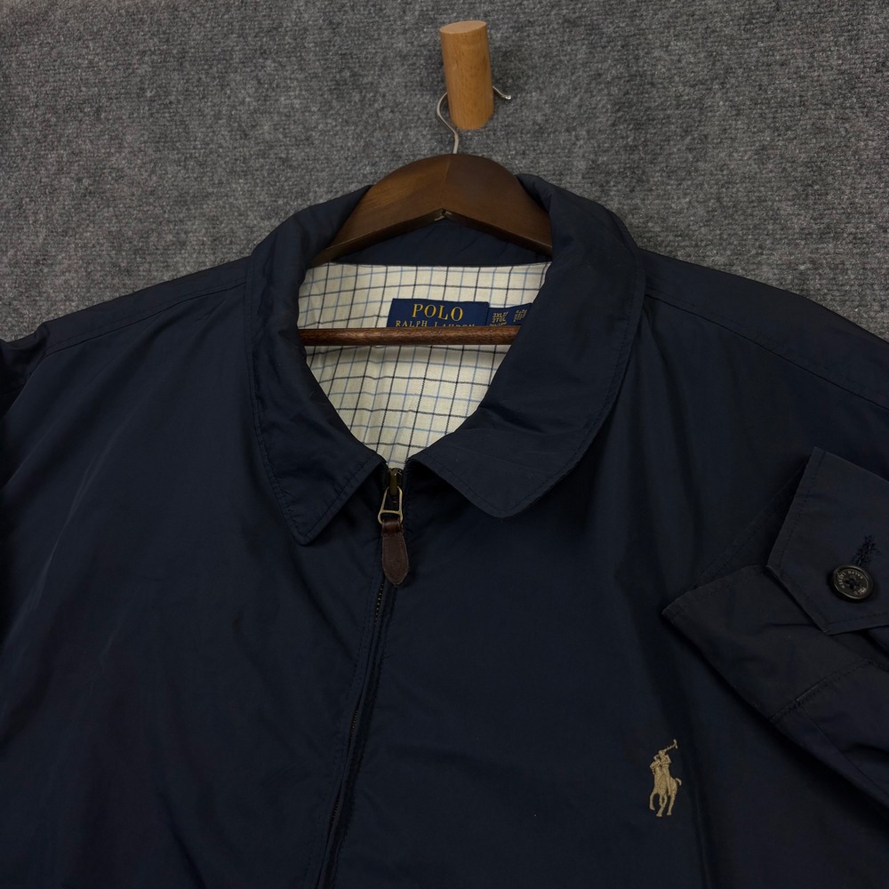 Polo Ralph Lauren Windbreaker Jacket Mens 3XLT Navy Blue Bi-Swing Full Zip Pony